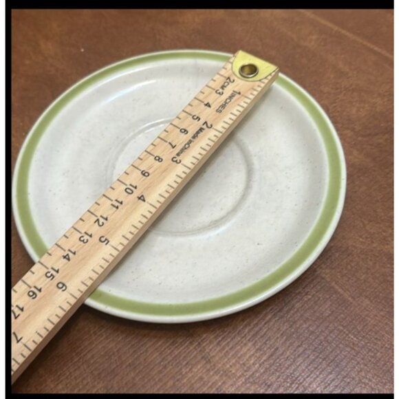 Vintage Stoneware Plate With Green Rim - Picture 3 of 3